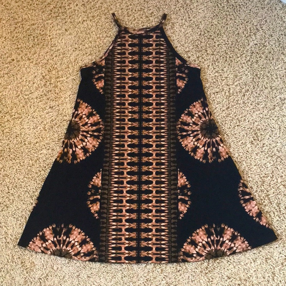 Xhilaration - Bohemian, Tie-Dye Inspired Dress (Black)